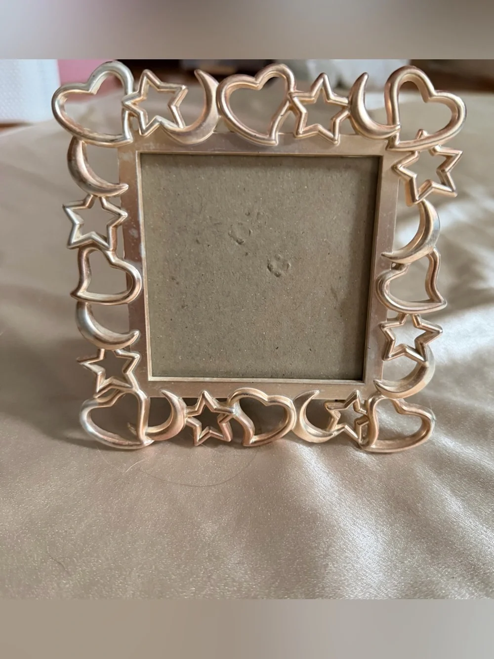 Vintage ELSA L Inc. Pewter Photo Frame Hearts Stars Moons
